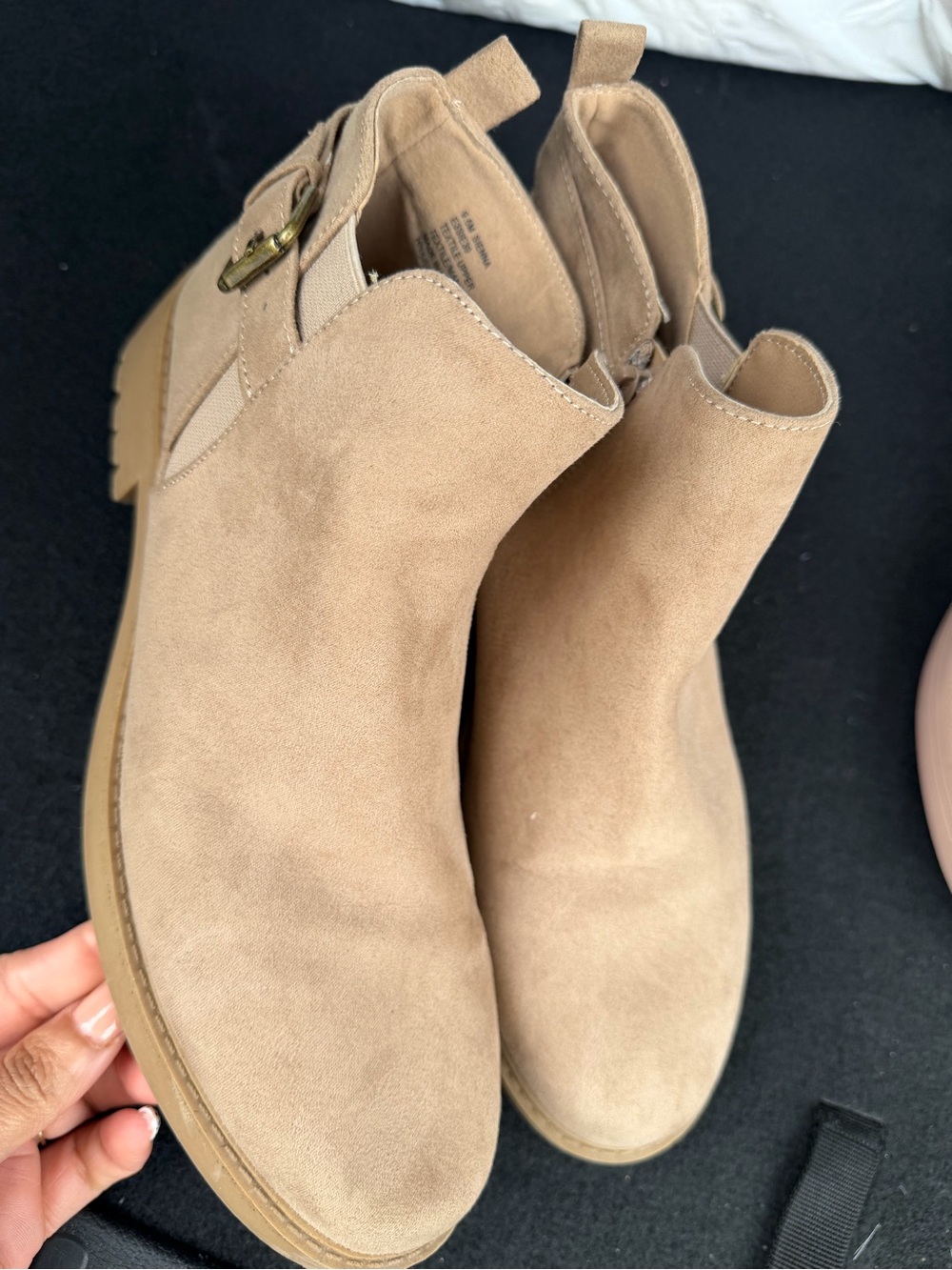 Esprit Beige Suede Chelsea Booties